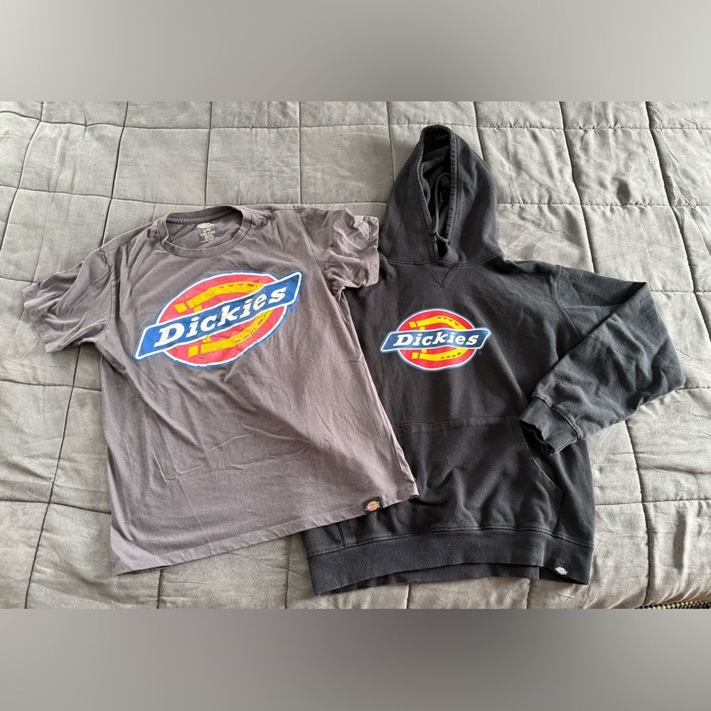 Dickies Black Hoodie and Gray T-Shirt Set Y2K